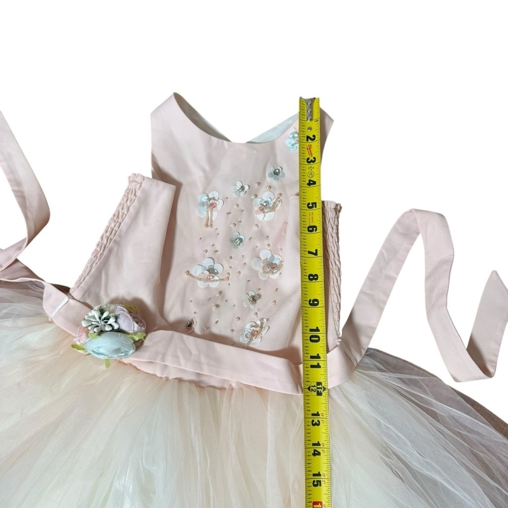 Girls Blush Pink Tulle Flower Girl Dress Party Wedding Birthday | 2T–3T - Picture 7 of 8